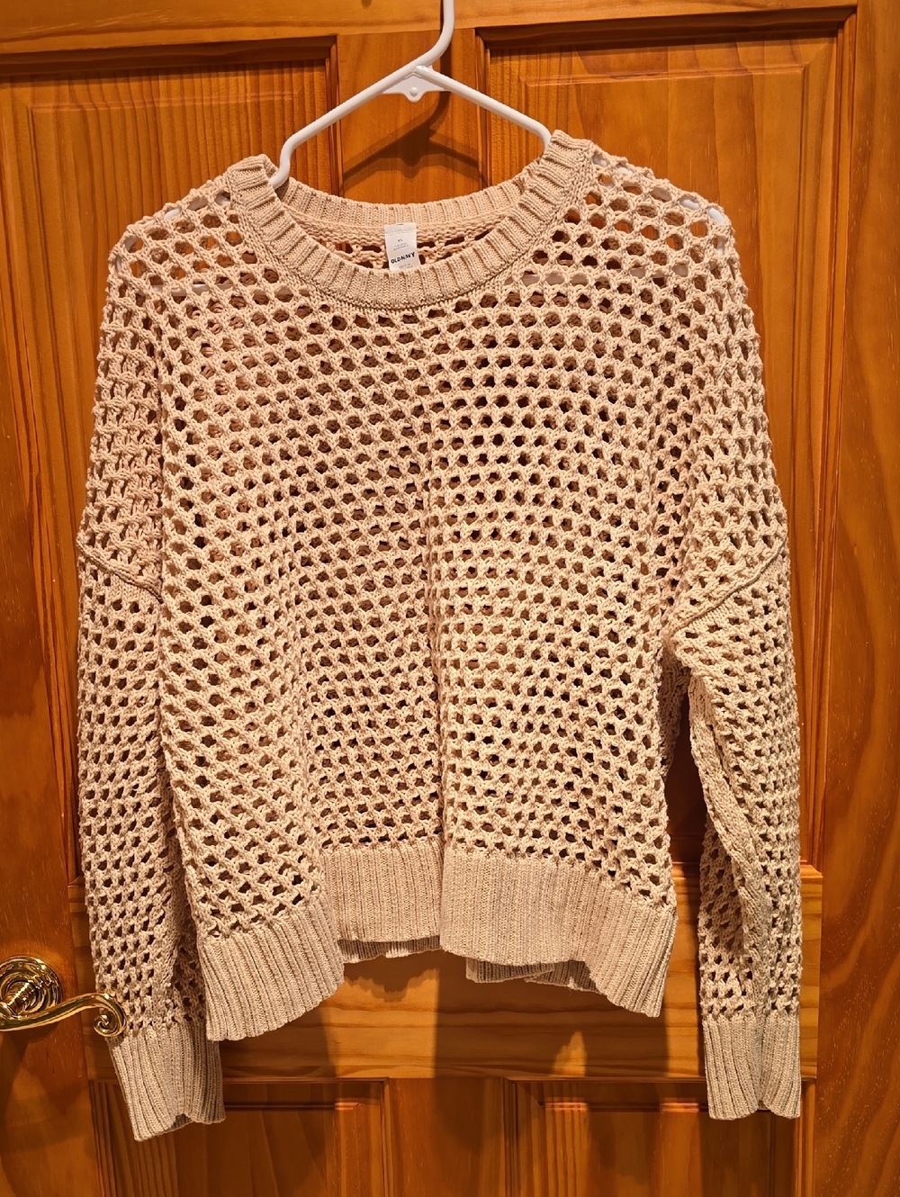 Old Navy Open-Knit Crew Sweater in Cream